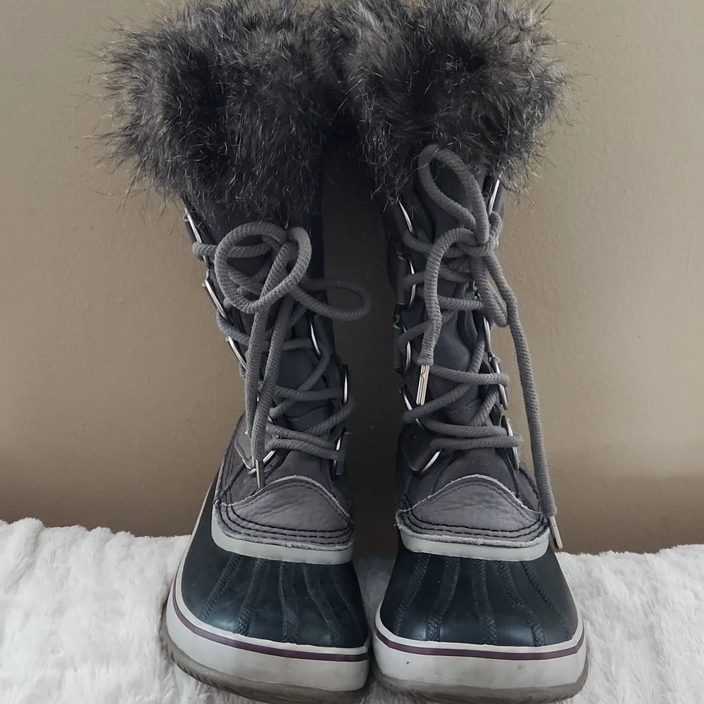 SOREL Joan of Arctic Insulated Waterproof Winter Boots In Quarry Gray Size 8.5